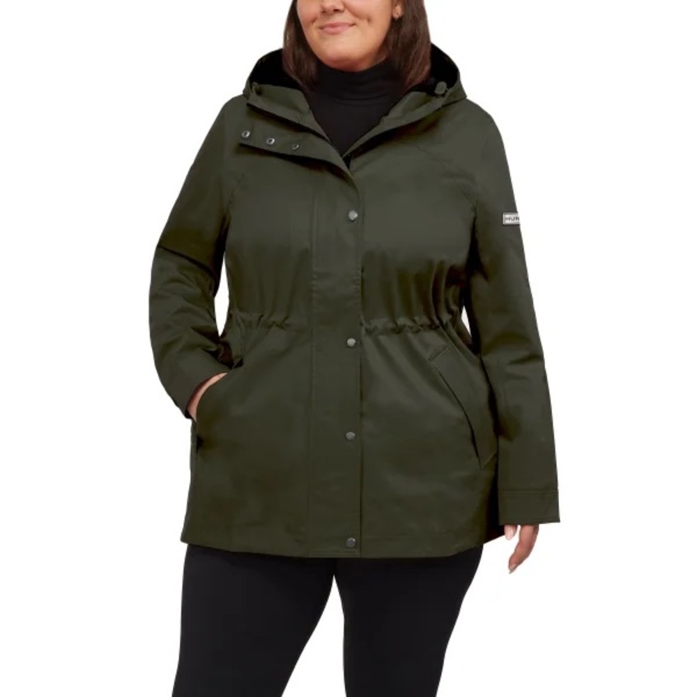 Hunter Olive Green Hooded Rain Jacket - Picture 8 of 9